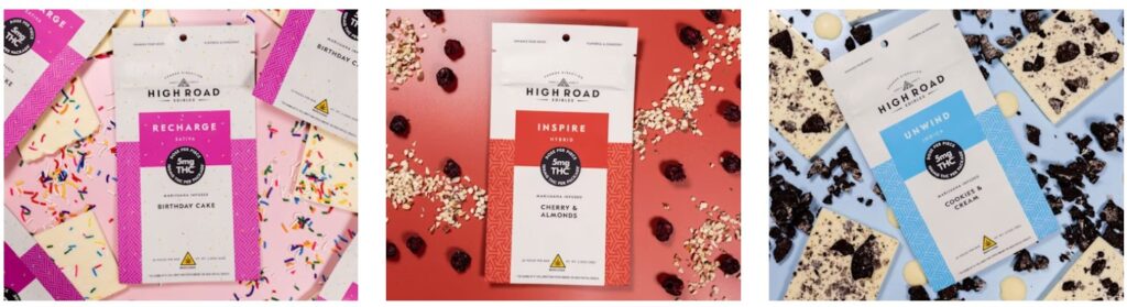 High Road Edibles chocolate edibles packages